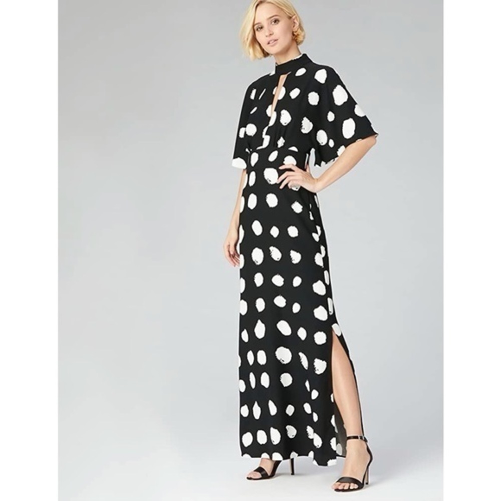 TRUTH & FABLE Women's Keyhole Maxi Evening Dress with Side Slits black white xxl